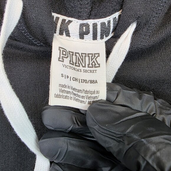 PINK Victoria's Secret Hoodie Womens Small Cutout Cold Shoulder Cropped Love Pul - Picture 3 of 10